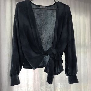 Blue tie dye wash front tie top